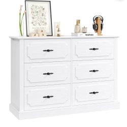 New Elegant modern combo dresser with 6 drawers and black floriated metal knobs 