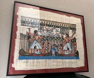 Egyptian Papyrus Painting (Artist signed)