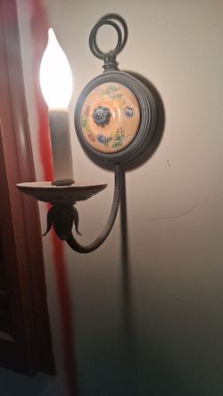 Vintage Wall Sconce with Ceramic Medallion