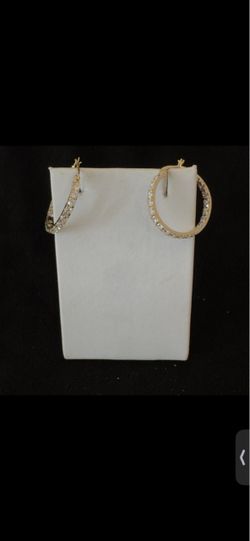.925 Sterling Silver Hoop Earrings w/ Cubic Zirconia — Sparkly CZ