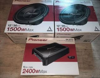 2x Pioneer 12 Inch Subwoofer , Pioneer Gm_d9701 Amp,scosche Ported Enclosure