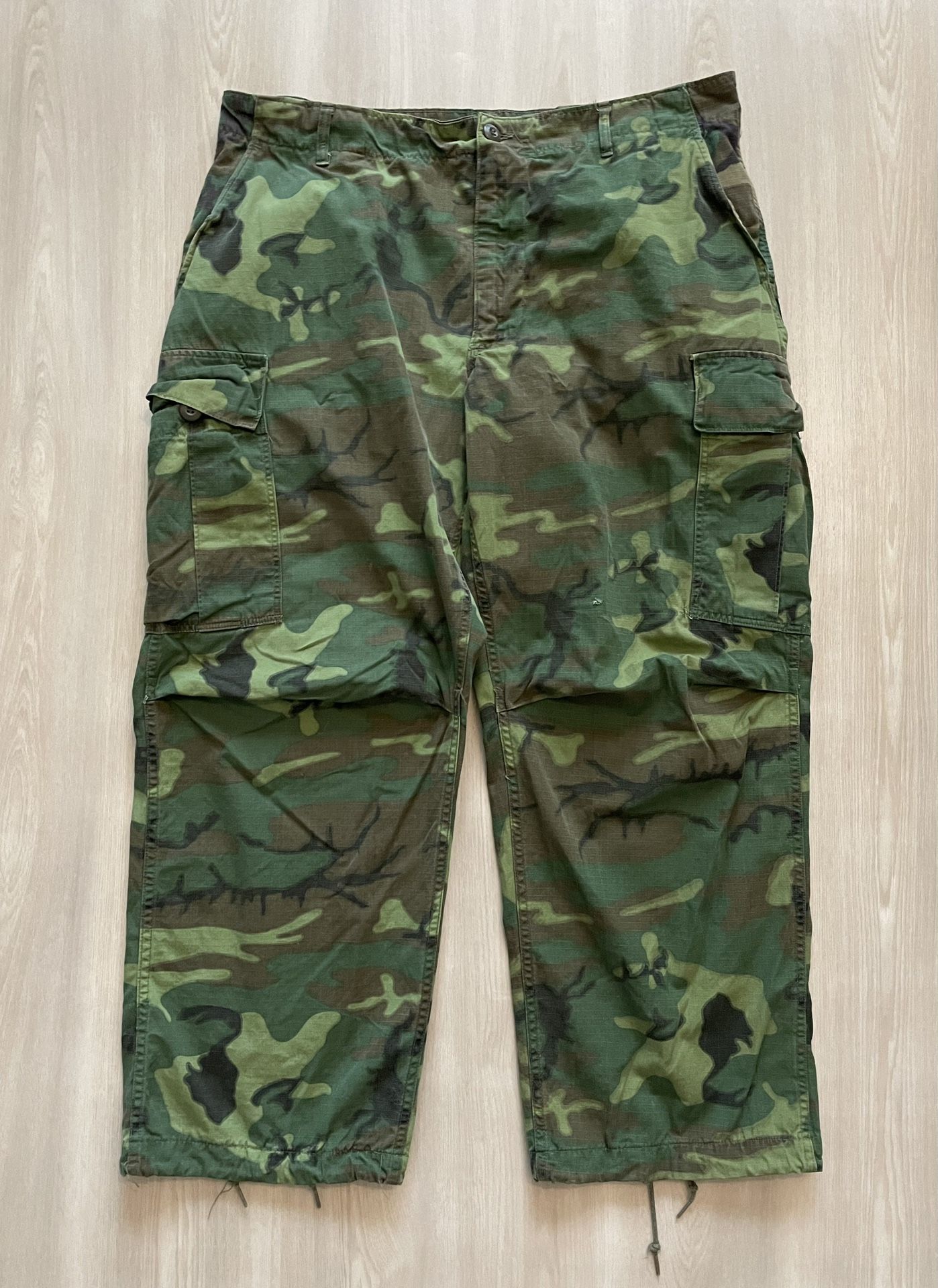 1969 Vietnam Army Trousers Tropical Combat Ripstop Cargo Camo Pants Large Short 28” inseam