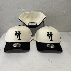 MLB New Era Los Angeles Dodgers Off White Black Upside Logo 9forty A Frame SnapBack Hats 