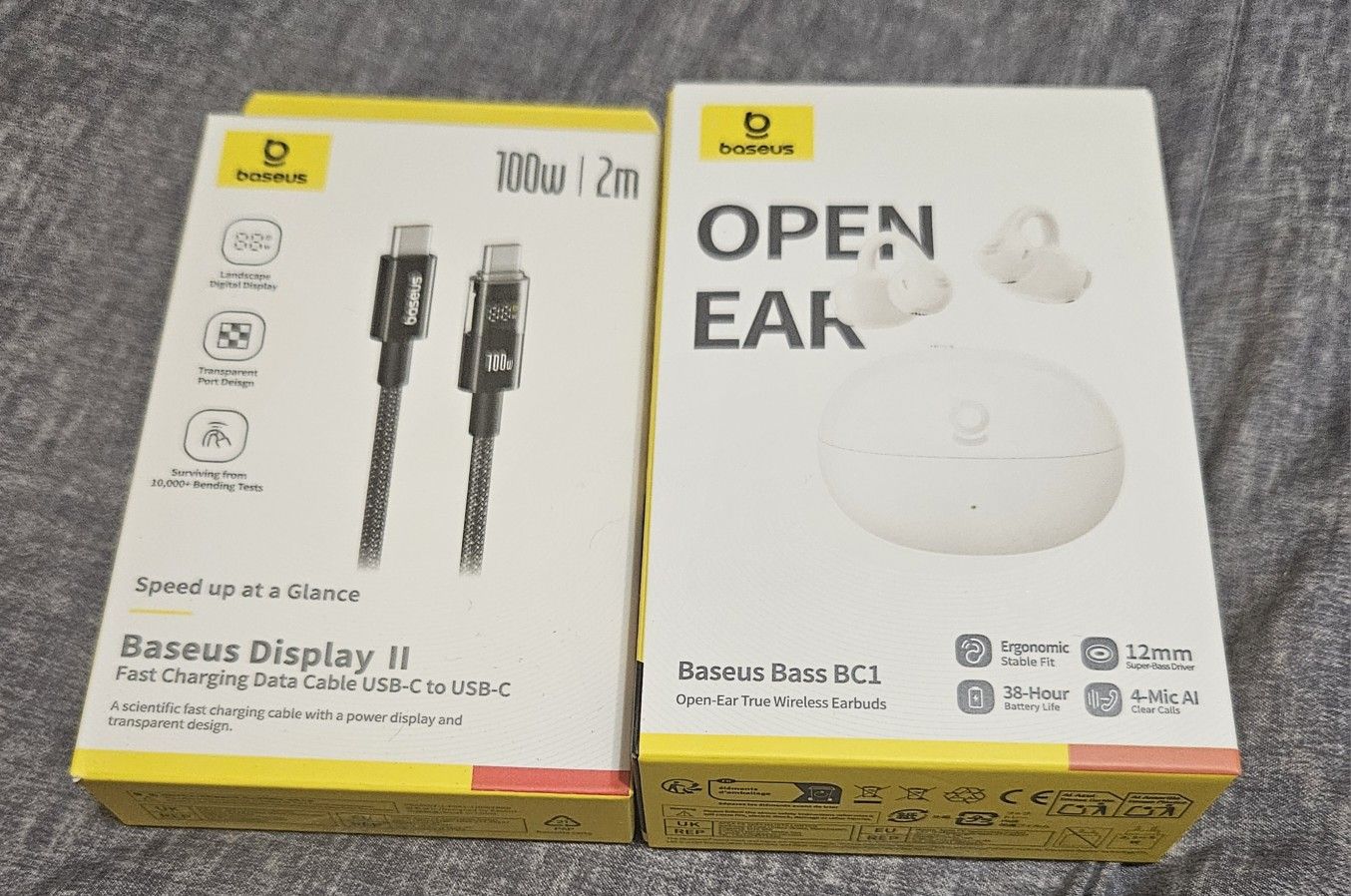 NIB Baseus Bass BC1 Open Ear Headphones W/ Fast Charging Cable