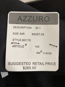 Two Azzuro men's 3pc suit