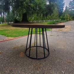 Round Dining Table w/ Wrought Iron Base