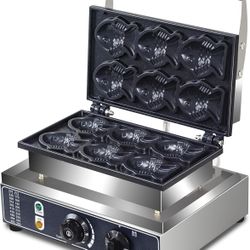 Commercial Taiyaki Fish Waffle Maker Machine,1600W Non-stick Electric Japanese Fish Shaped Waffle Cones, Stainless Steel #2520LUP1