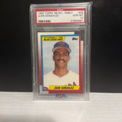 1990 Topps ‘89 M.L. Debut Juan Gonzalez #43 GEM MT 10