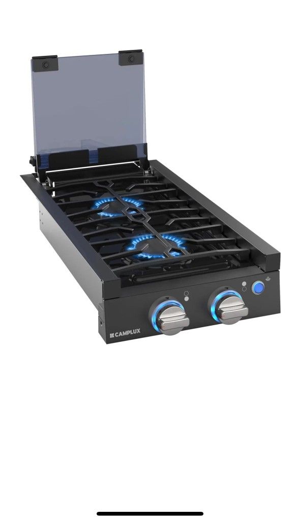 Camplux 12" Gas Cooktop 2 Burner Slide In Foldable Lid RV Camping Stove New 