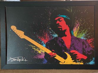 Jimi Hendrix Splatter Paint  Poster 24”x 36” framed