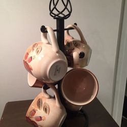 Large Coffee Mug Set & Mug Tree