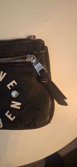 Steve Madden Black Leather Zip Pouch