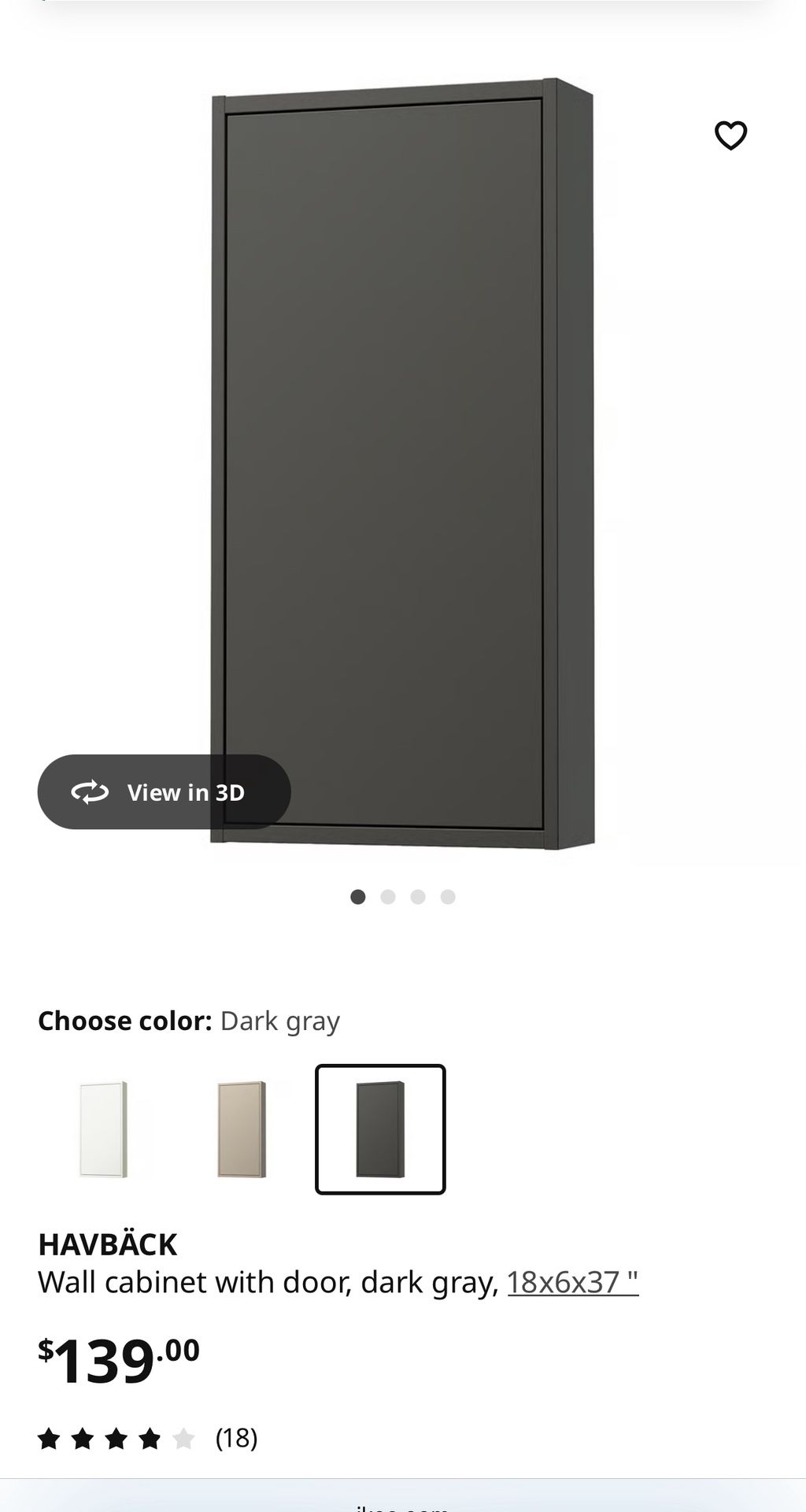 Havback IKEA- Wall cabinet With Door Dark Grey