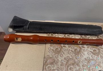 Wooden Recorder with Leather Case