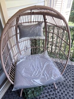 Boho Rattan Egg Chair with Cushions