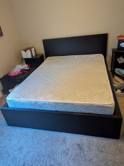 IKEA MALM queen size bed frame with mattress