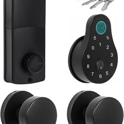 Fingerprint Door Lock - Keyless Entry Door Lock, Electronic Keypad Deadbolt, Digital Smart Code & Front Handle Sets, Matte Black