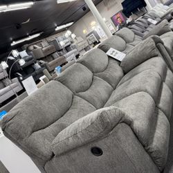 2Pc Grey Reclining Sofa Set