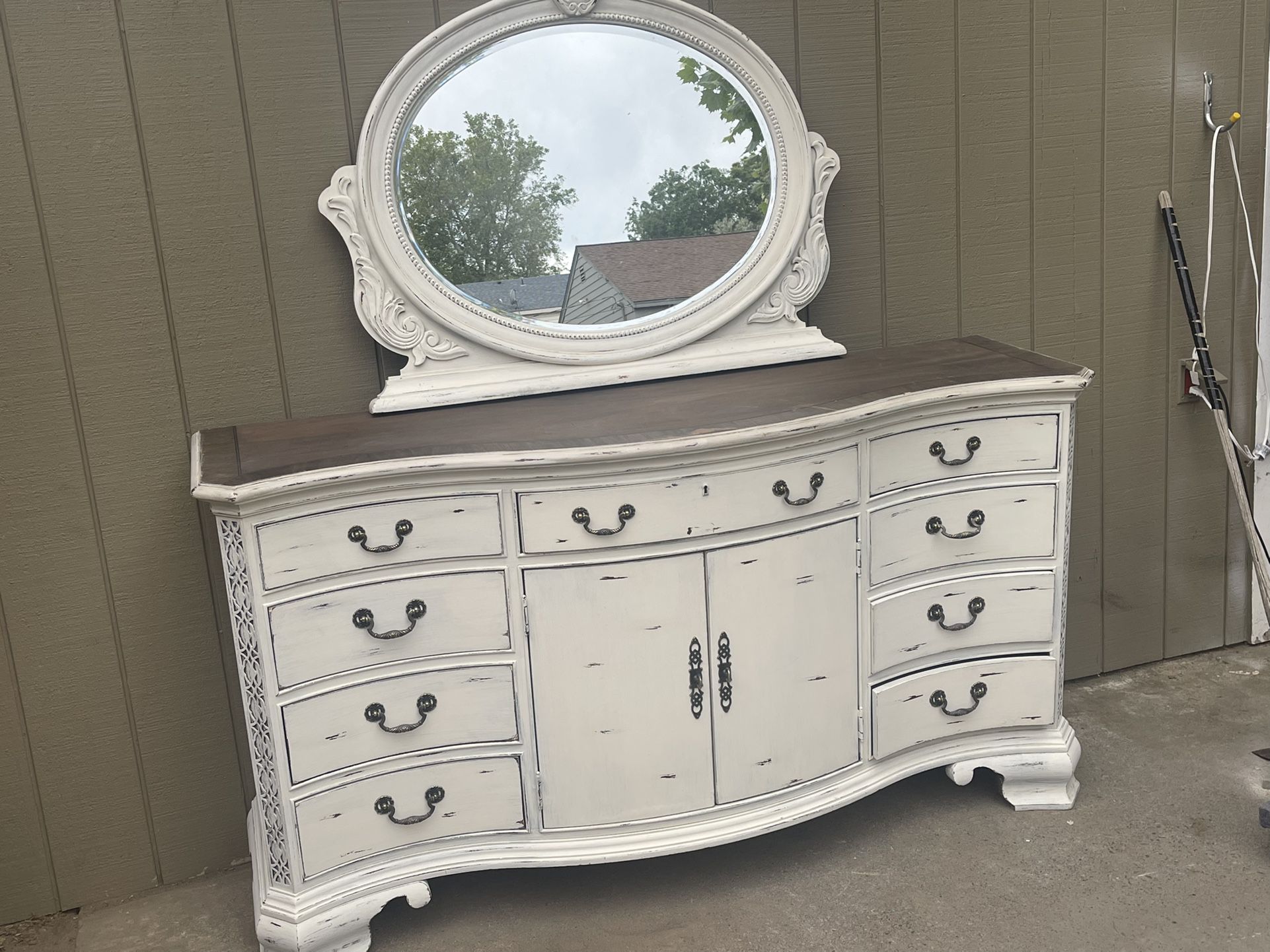 Chalk Painted Large Dresser And Mirror 