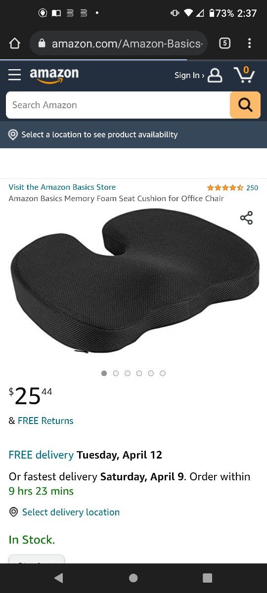 Amazon Basics Memory Foam Seat Cushion For Office Chair