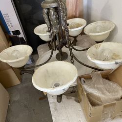 Brand new Forged Bronze finish Tea-Stained Glass Six-Lights,two tier Chandelier. $250 or best offer