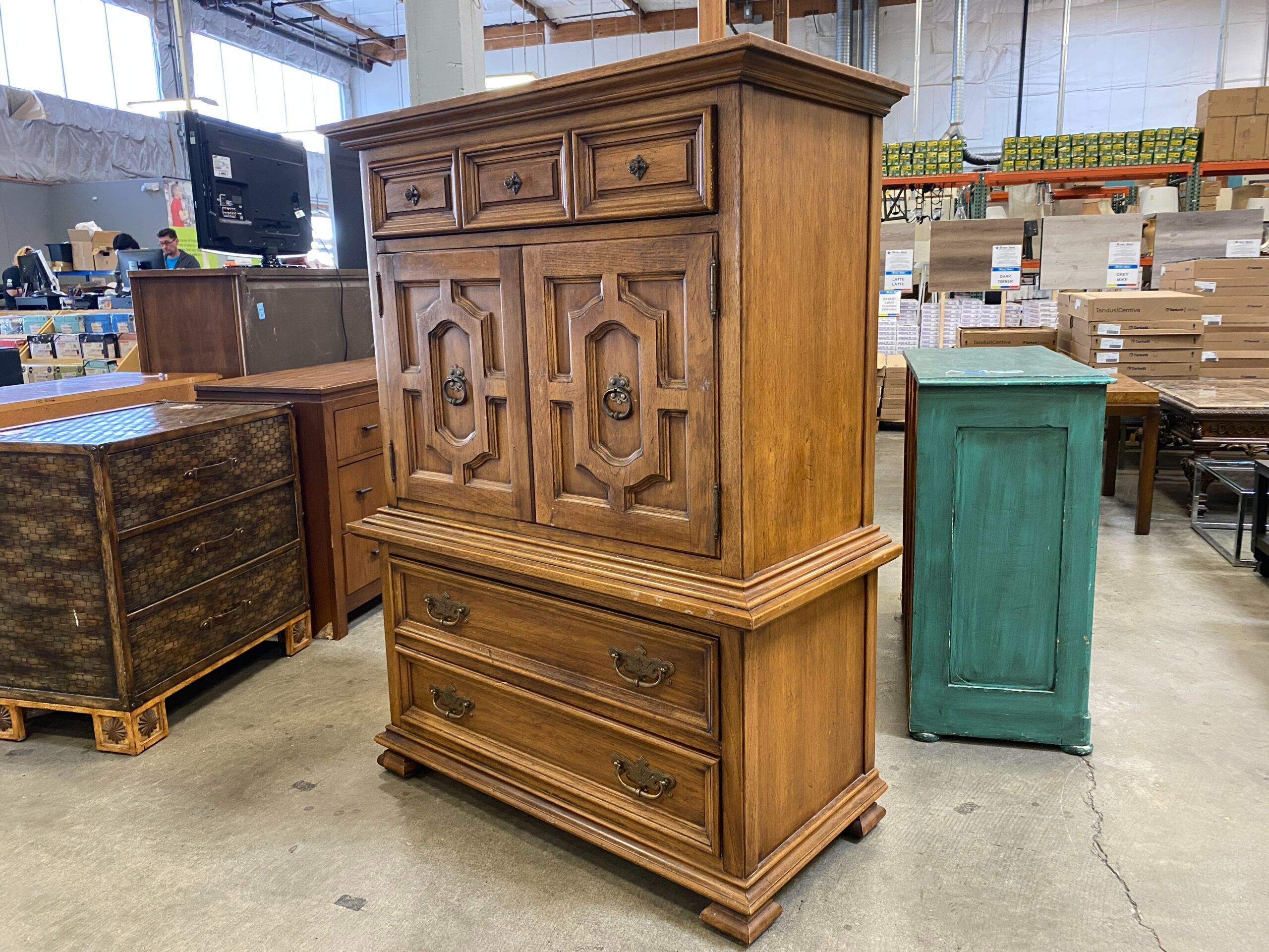 THOMASVILLE Monterey Vintage Armoire with Carved Doors