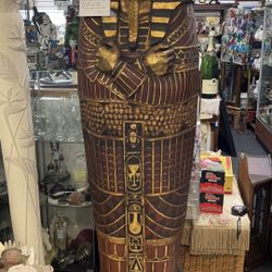 Wooden Egyptionesque King Tut Sarcaphagus Bar/Storage Cabinet