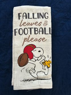 Snoopy "Fall Football" 2-Pack Kitchen Towels New