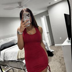 Ambiance Red Halter Cinched Dress, Size Small