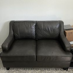 Dark Brown Leather Sofa