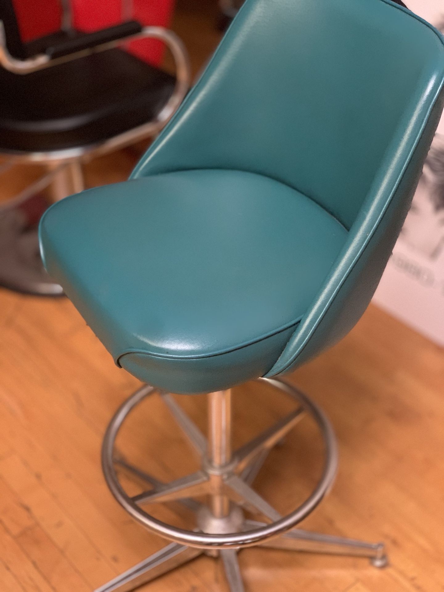 PRICE DROP! Regal Bucket Seat Button Tufted 26 in. Cone Metal Counter Stool