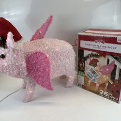 Holiday Time Light Up Flying Piggy With Box 26" Indoor/Outdoor Use Pig **SEE