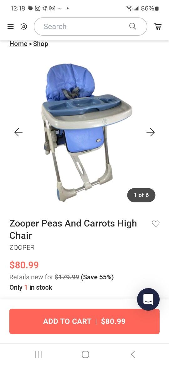 Zooper Peas And Carrott High Chair 