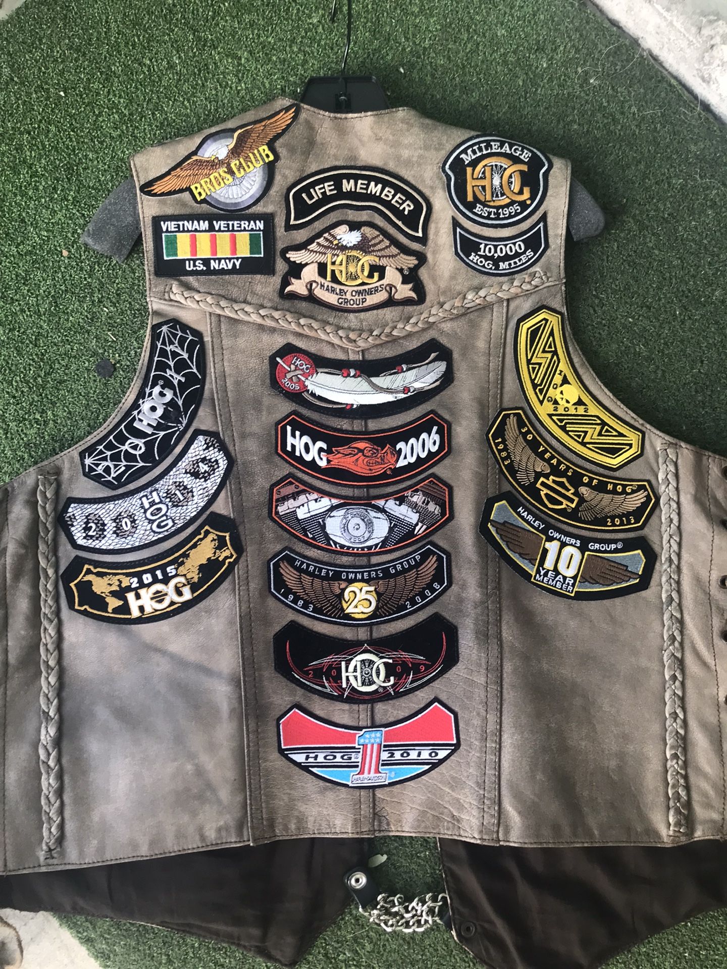 Leather Harley Davidson Style Motorcycle Biker Vest Men’s XXL Pins Patches Harley Davidson Eagle