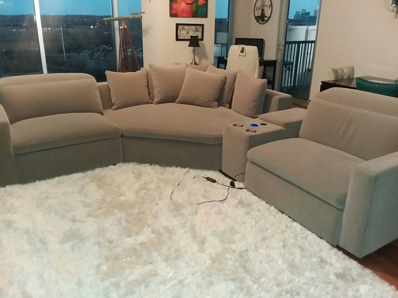 Happy 4 Piece Dual Power Reclining Sectional with Cuddler for Sale