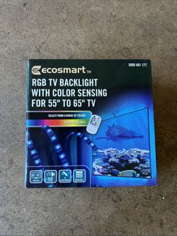 EcoSmart 55" to 65" TV RGB Color Sensing Dimmable Plug-In LED Black TV Backlight with Remote Control