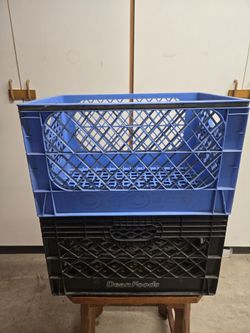 Two Vintage Sturdy Plastic Storage Crates