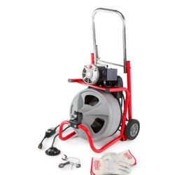 K-400 Drain Cleaning Snake Auger 120-Volt Drum Machine with C-32IW 3/8 in. x 75 ft. Cable + 4-Piece