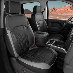 for Chevy Silverado GMC Sierra Waterproof Seat Covers, Crew Cab 1500 2019-2026, 2500HD 3500 HD 2020-2026, Pickup Protectors Accessories Full Set, Blac