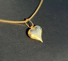 Jewelry 14k hollow yellow gold heart Puffed Pendant charm 0.40g
