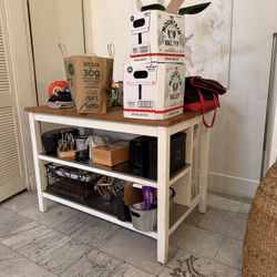 Table with storage and chairs