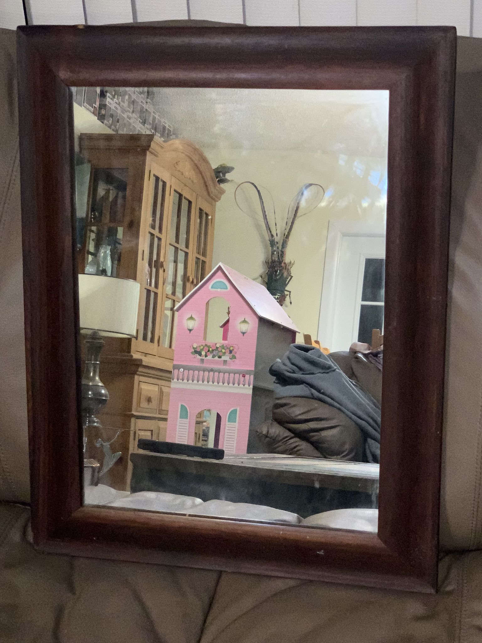 Antique Mahogany OG Mid 1800’s Glass Mirror 17” wide x 23” tall