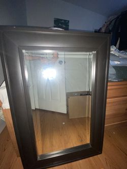 Dark Wood Beveled Mirror