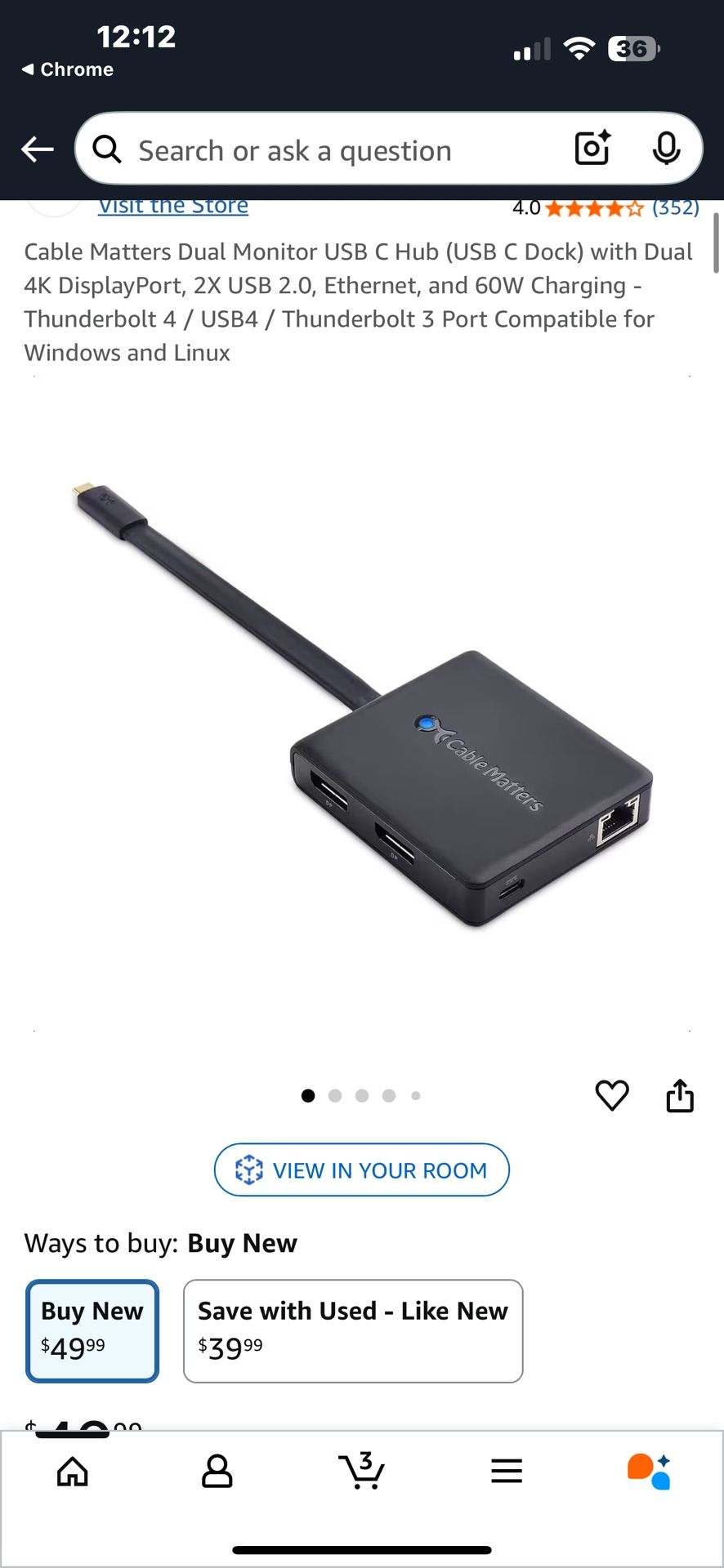 Cable Matters Dual Monitor.