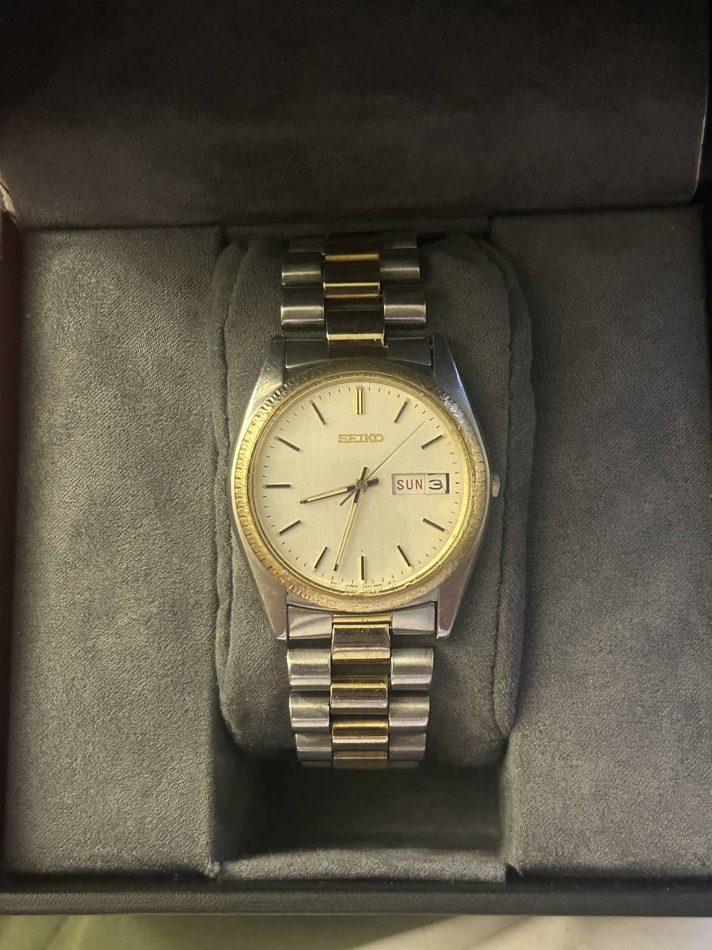 Vintage 1991 Seiko 7N43-8111 Two Tone Day/Date president 36mm factory band