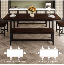 Extendable Dining Table Set with Benches