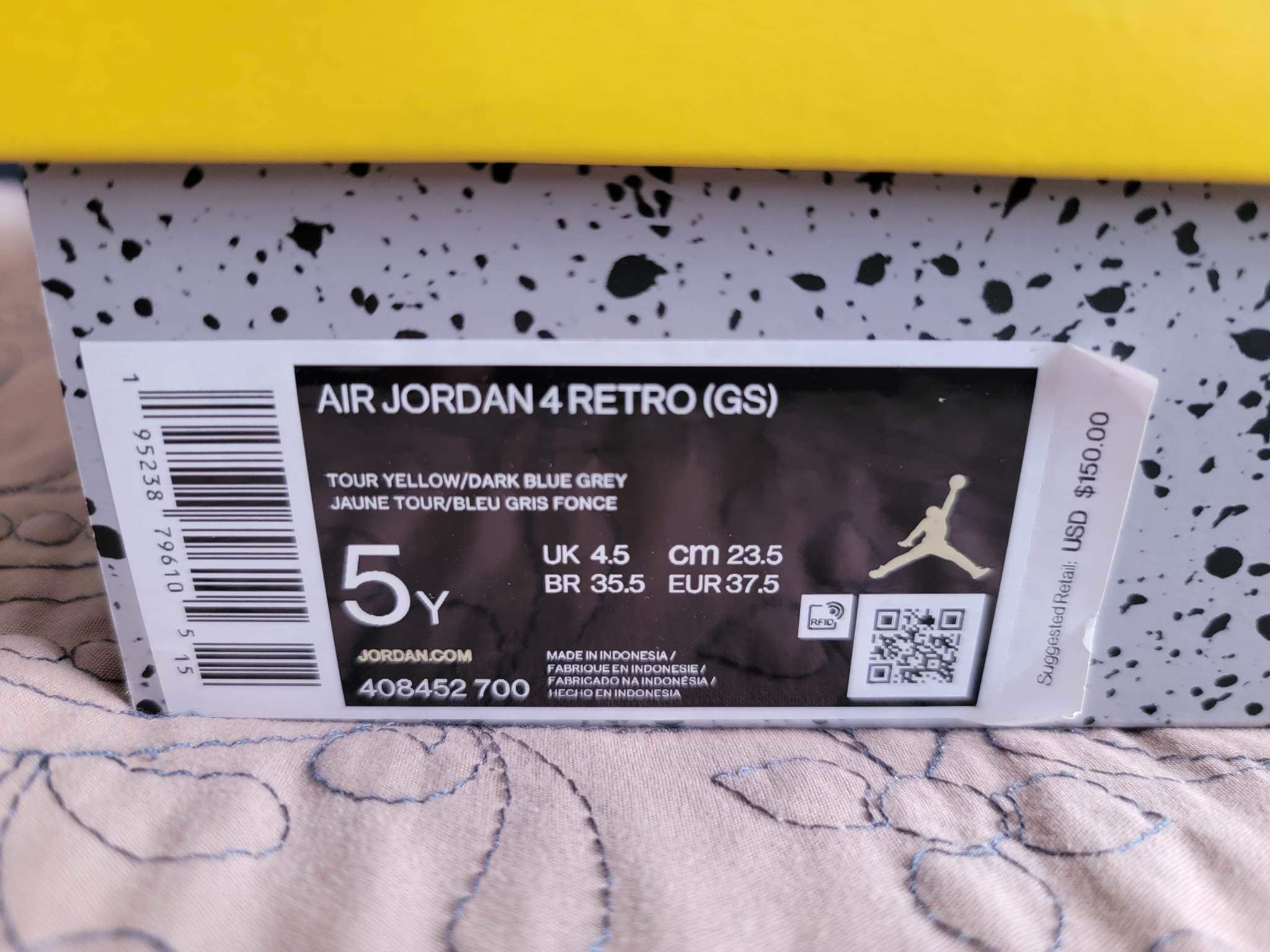 Air Jordan 4 Retro Lightning Tour Yellow Size 15 Mens (408452-700)