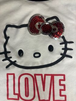 Sanrio White Tank Top with Black Trim and Red Sequin Bow size M
