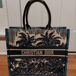 Authentic Christian Dior Book Tote – Palm / Jungle Jacquard