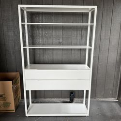 White Metal Shelving With Drawers
